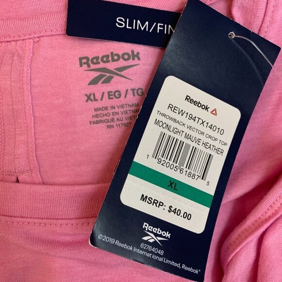 Reebok XL Pink Logo Open Back Vector Crop Muscle Tee - Picture 6 of 6